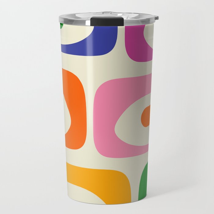 Colorful Mid Century Modern Piquet Abstract Pattern  Travel Mug Gallery Image 1