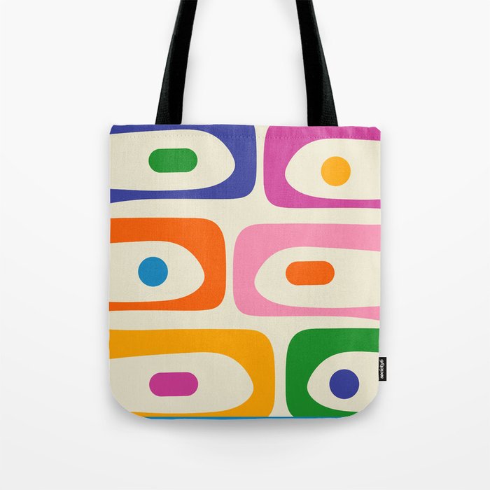 Colorful Mid Century Modern Piquet Abstract Pattern  Tote Bag Gallery Image 1