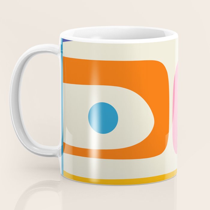 Colorful Mid Century Modern Piquet Abstract Pattern  Coffee Mug Gallery Image 3