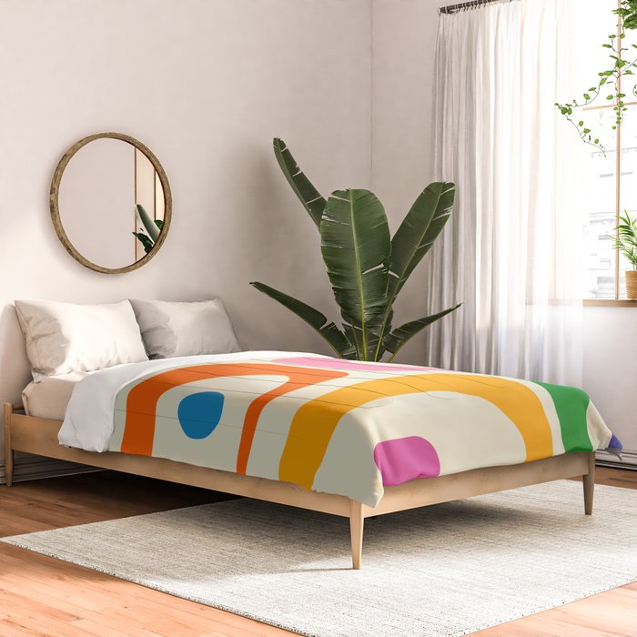 Colorful Mid Century Modern Piquet Abstract Pattern  Comforter Gallery Image 2