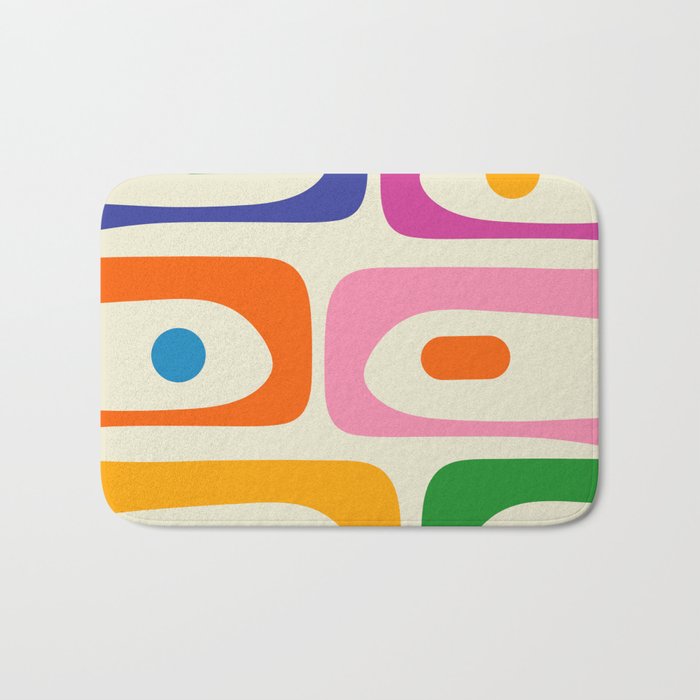Colorful Mid Century Modern Piquet Abstract Pattern  Bath Mat Gallery Image 1