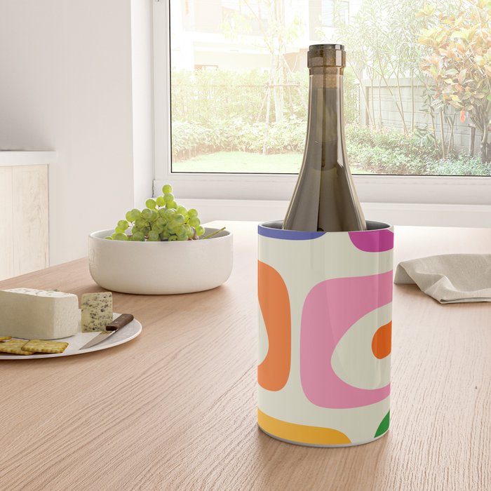 Colorful Mid Century Modern Piquet Abstract Pattern  Wine Chiller Gallery Image 4