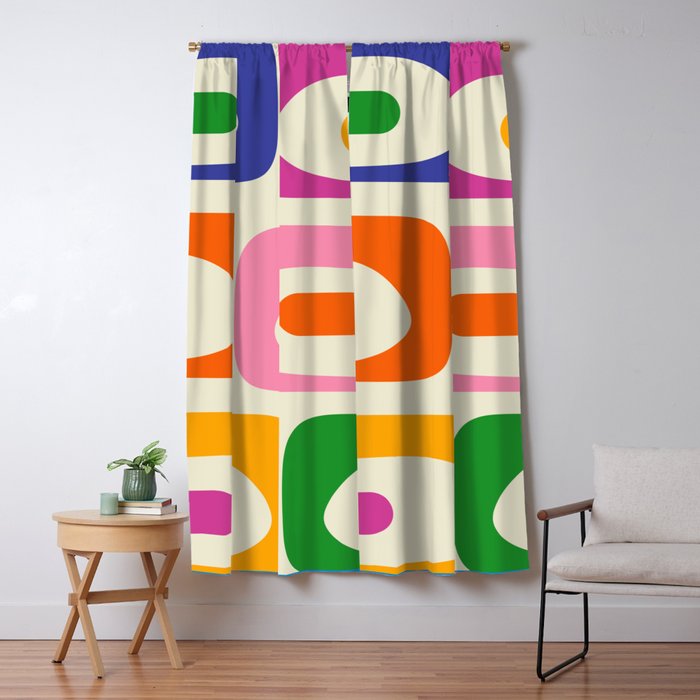 Colorful Mid Century Modern Piquet Abstract Pattern  Window Curtain Gallery Image 1
