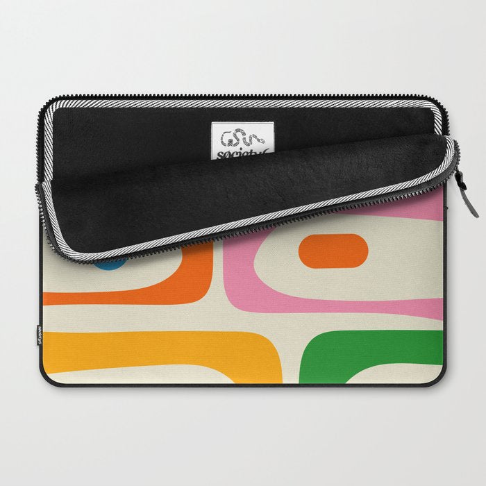 Colorful Mid Century Modern Piquet Abstract Pattern  Laptop Sleeve Gallery Image 2