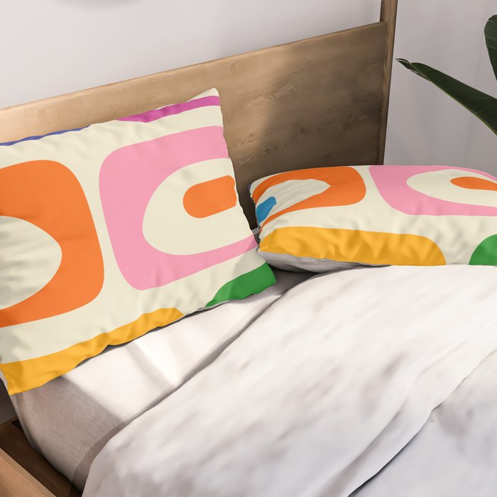 Colorful Mid Century Modern Piquet Abstract Pattern  Pillow Sham Gallery Image 2