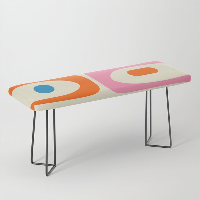 Colorful Mid Century Modern Piquet Abstract Pattern  Bench Gallery Image 1