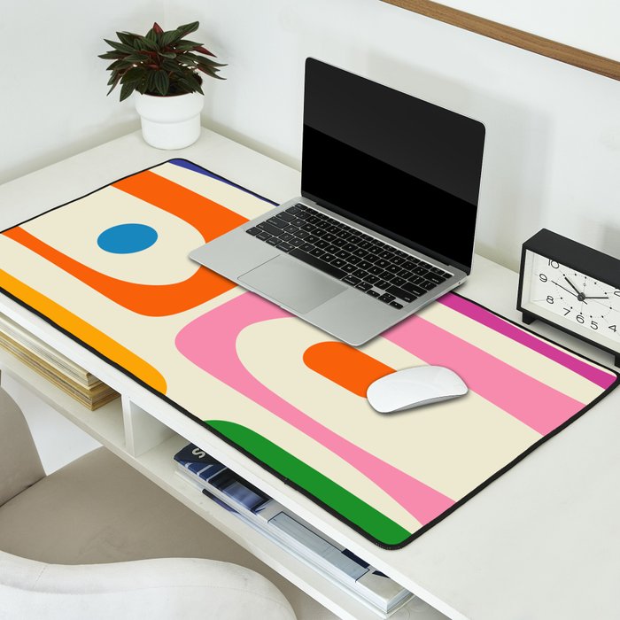 Colorful Mid Century Modern Piquet Abstract Pattern  Desk Mat Gallery Image 2
