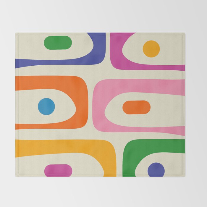 Colorful Mid Century Modern Piquet Abstract Pattern  Throw Blanket Gallery Image 2