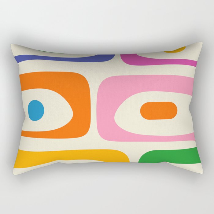 Colorful Mid Century Modern Piquet Abstract Pattern  Rectangular Pillow Gallery Image 1
