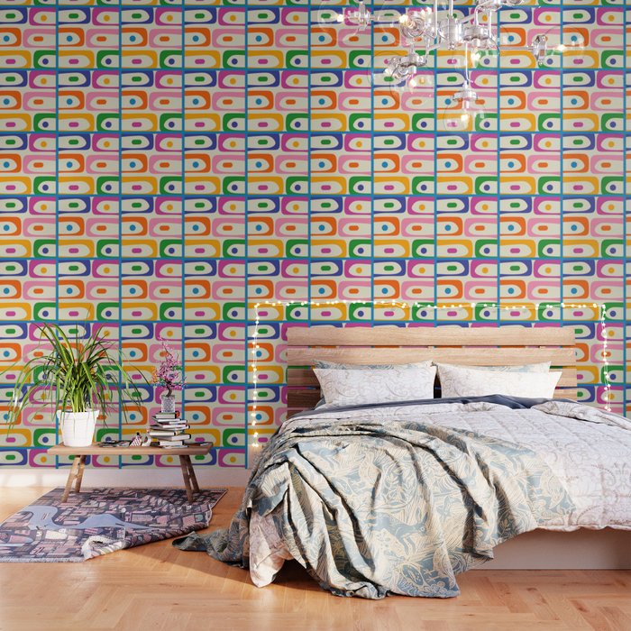 Colorful Mid Century Modern Piquet Abstract Pattern  Wallpaper Gallery Image 1