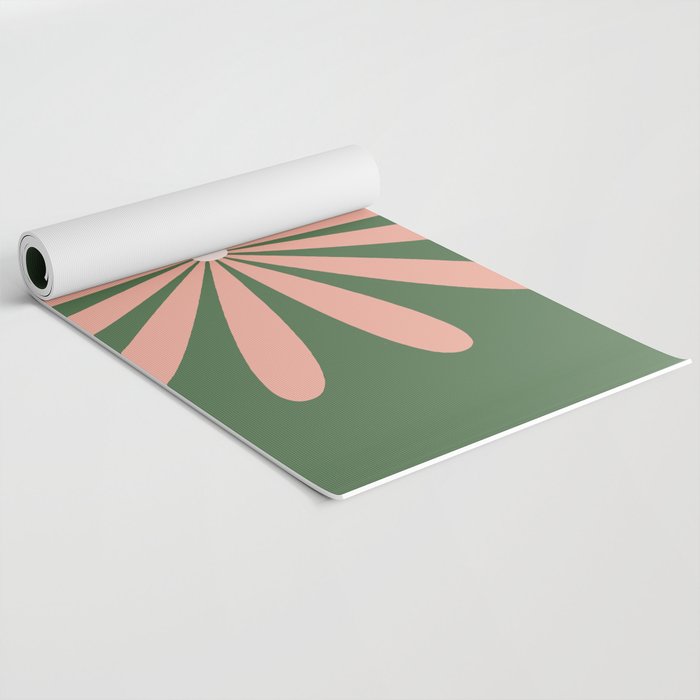 Big Daisy Retro Minimalism in Blush and Green Yoga Mat Gallery Image 2