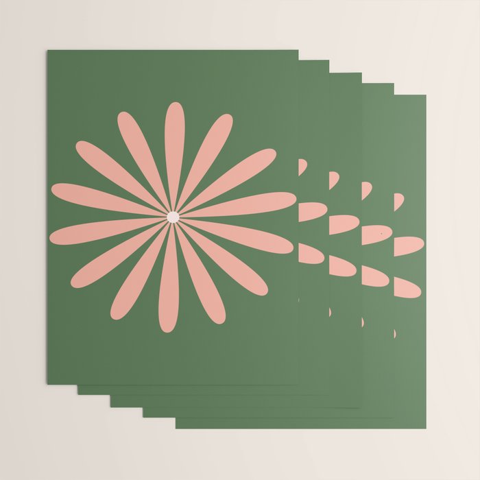 Big Daisy Retro Minimalism in Blush and Green Wrapping Paper Gallery Image 3
