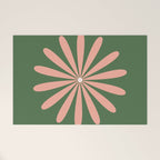 Big Daisy Retro Minimalism in Blush and Green Welcome Mat Gallery Image 1