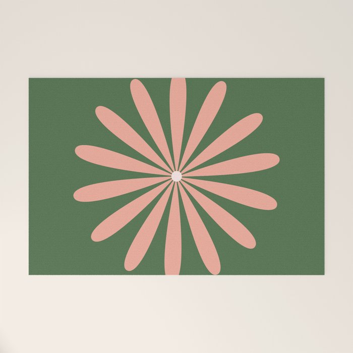 Big Daisy Retro Minimalism in Blush and Green Welcome Mat Gallery Image 1