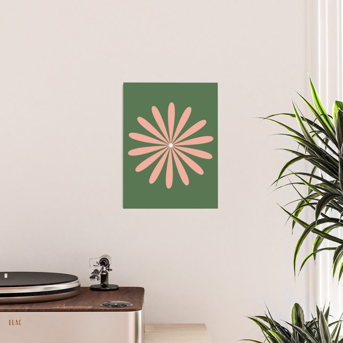 Big Daisy Retro Minimalism in Blush and Green Poster Gallery Image 2