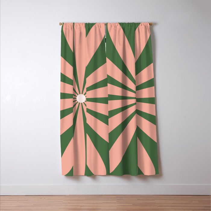Big Daisy Retro Minimalism in Blush and Green Window Curtain Gallery Image 3