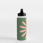 Big Daisy Retro Minimalism in Blush and Green Water Bottle Gallery Image 3