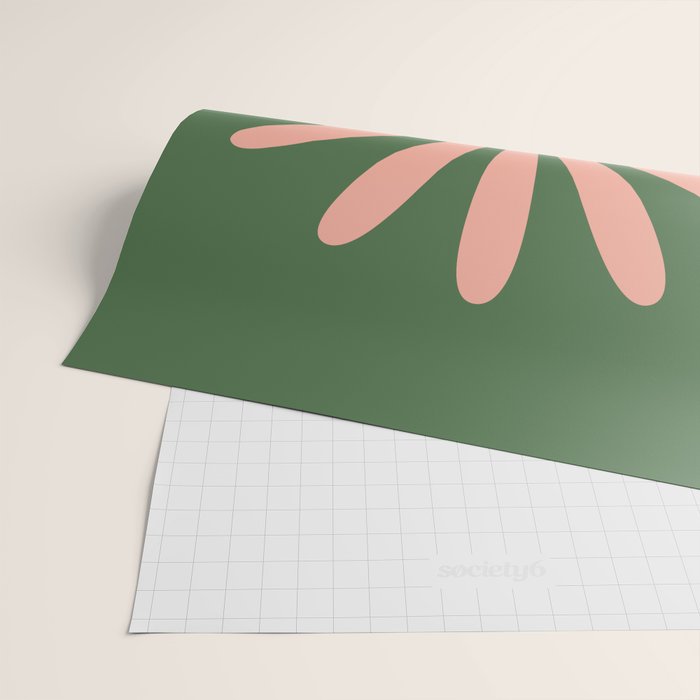Big Daisy Retro Minimalism in Blush and Green Wrapping Paper Gallery Image 2