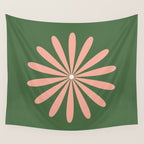 Big Daisy Retro Minimalism in Blush and Green Wall Tapestry Gallery Image 4