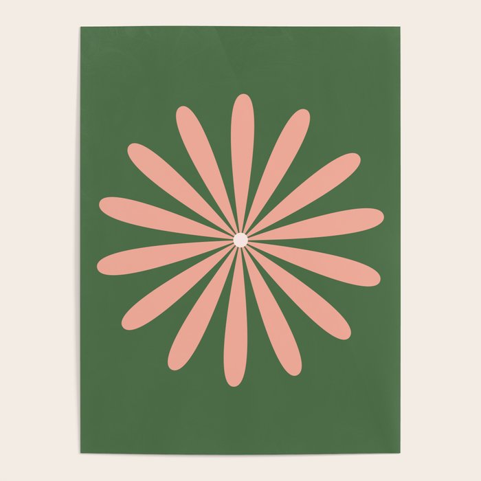 Big Daisy Retro Minimalism in Blush and Green Poster Gallery Image 4