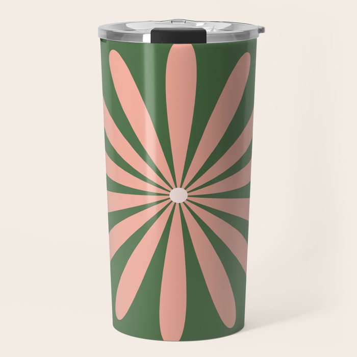 Big Daisy Retro Minimalism in Blush and Green Travel Mug Gallery Image 1