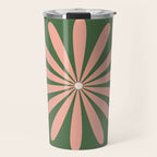 Big Daisy Retro Minimalism in Blush and Green Travel Mug Gallery Image 1