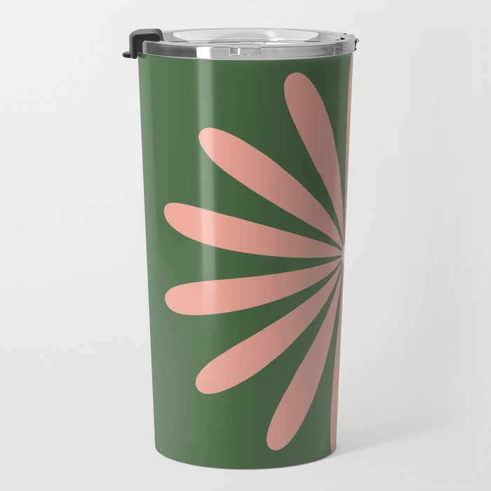 Big Daisy Retro Minimalism in Blush and Green Travel Mug Gallery Image 3