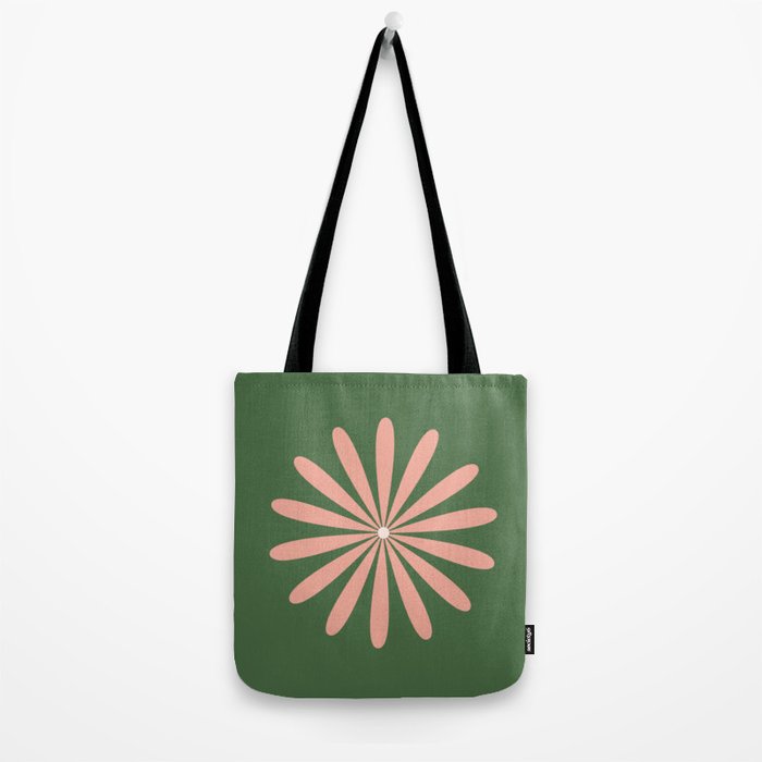 Big Daisy Retro Minimalism in Blush and Green Tote Bag Gallery Image 2