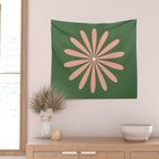 Big Daisy Retro Minimalism in Blush and Green Wall Tapestry Gallery Image 2