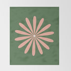 Big Daisy Retro Minimalism in Blush and Green Throw Blanket Gallery Image 2