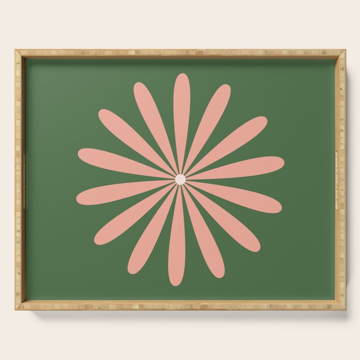 Big Daisy Retro Minimalism in Blush and Green Serving Tray Gallery Image 1