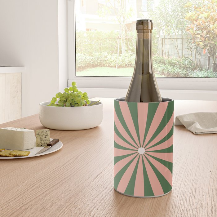 Big Daisy Retro Minimalism in Blush and Green Wine Chiller Gallery Image 4
