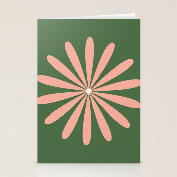 Big Daisy Retro Minimalism in Blush and Green Stationery Card Gallery Image 2