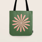 Big Daisy Retro Minimalism in Blush and Green Tote Bag Gallery Image 1