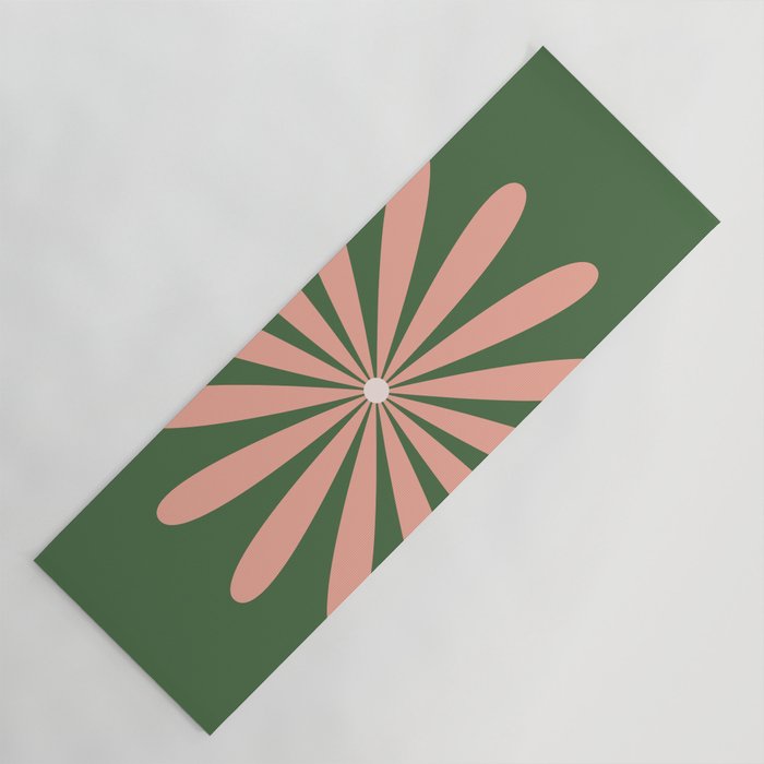 Big Daisy Retro Minimalism in Blush and Green Yoga Mat Gallery Image 1