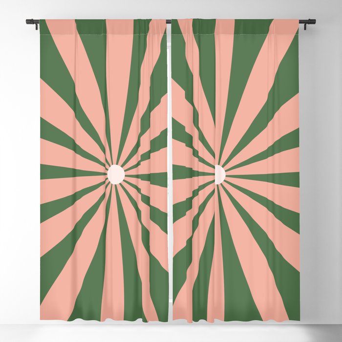 Big Daisy Retro Minimalism in Blush and Green Window Curtain Gallery Image 1