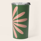 Big Daisy Retro Minimalism in Blush and Green Travel Mug Gallery Image 2