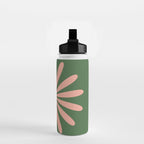 Big Daisy Retro Minimalism in Blush and Green Water Bottle Gallery Image 2