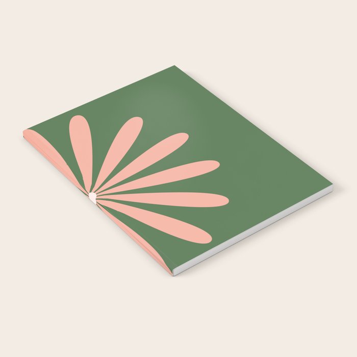 Big Daisy Retro Minimalism in Blush and Green Notebook Gallery Image 1