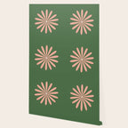 Big Daisy Retro Minimalism in Blush and Green Wallpaper Gallery Image 2