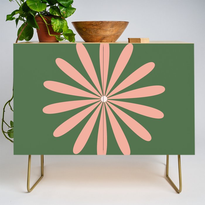 Big Daisy Retro Minimalism in Blush and Green Credenza Gallery Image 1