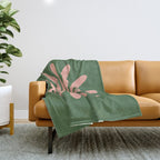 Big Daisy Retro Minimalism in Blush and Green Throw Blanket Gallery Image 1