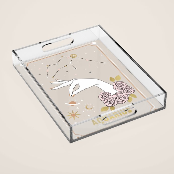 Aquarius Zodiac Sign Acrylic Tray Gallery Image 1