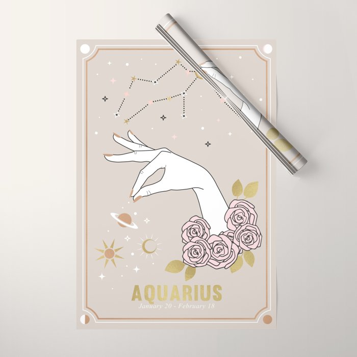 Aquarius Zodiac Sign Wrapping Paper Gallery Image 1