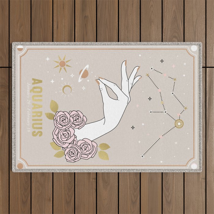 Aquarius Zodiac Sign Outdoor Rug Gallery Image 1
