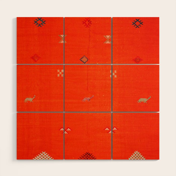 N6 | Vintage Orange Anthropologie Moroccan Artwork. Wood Wall Art Gallery Image 1