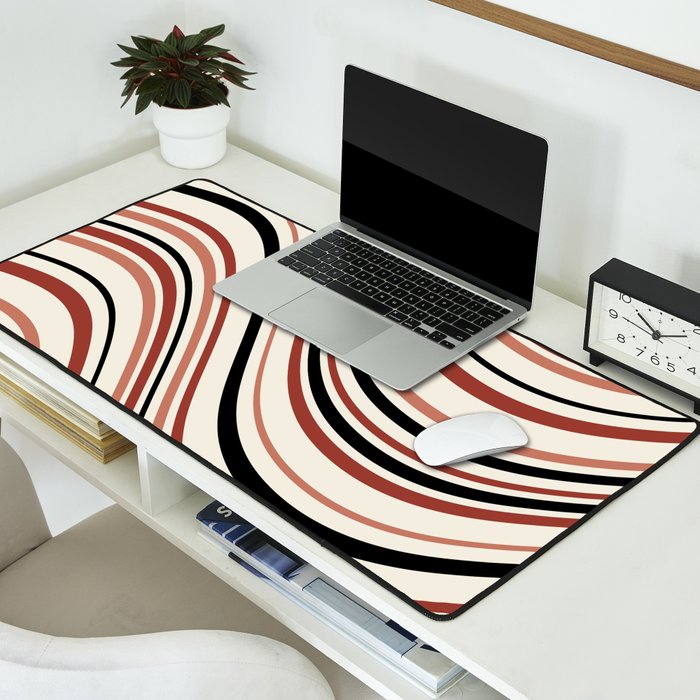 Wavy Stripes XI - Neutral Pink Desk Mat Gallery Image 2