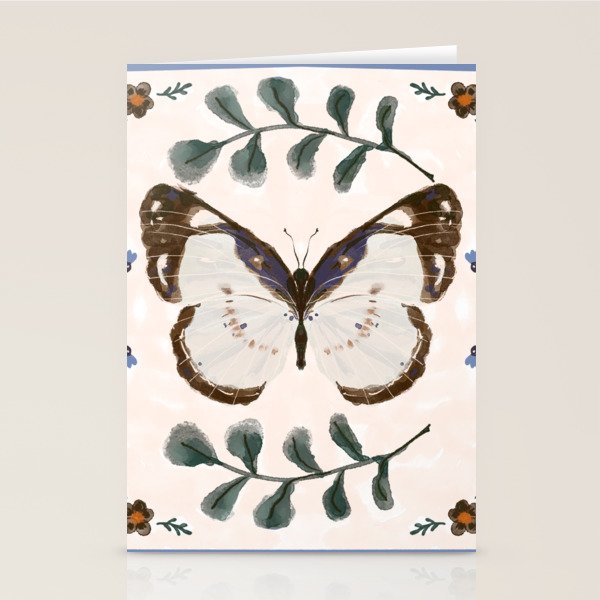 Elegant Watercolor Butterfly with Botanical Frame Stationery Card Gallery Image 2