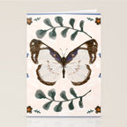 Elegant Watercolor Butterfly with Botanical Frame Stationery Card Gallery Image 2