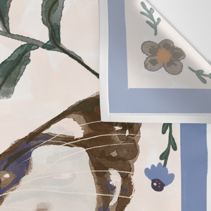 Elegant Watercolor Butterfly with Botanical Frame Wall Tapestry Gallery Image 3